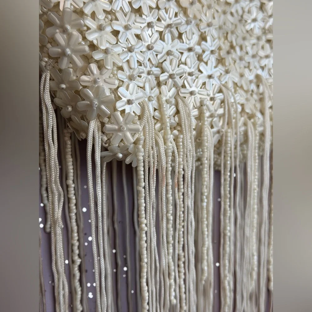 Handcrafted Ivory Beaded Fringe Bag A VIRAL SENSATION! Brand New with Tags!